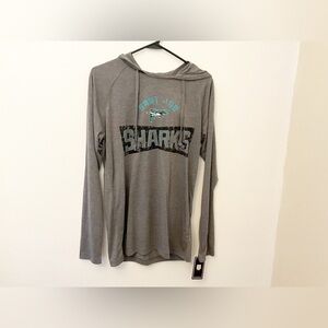 NWT long sleeve hooded t-shirt Santiago sharks gray with logo small